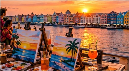 Paint and sip tijdens zonsondergang op Curaçao